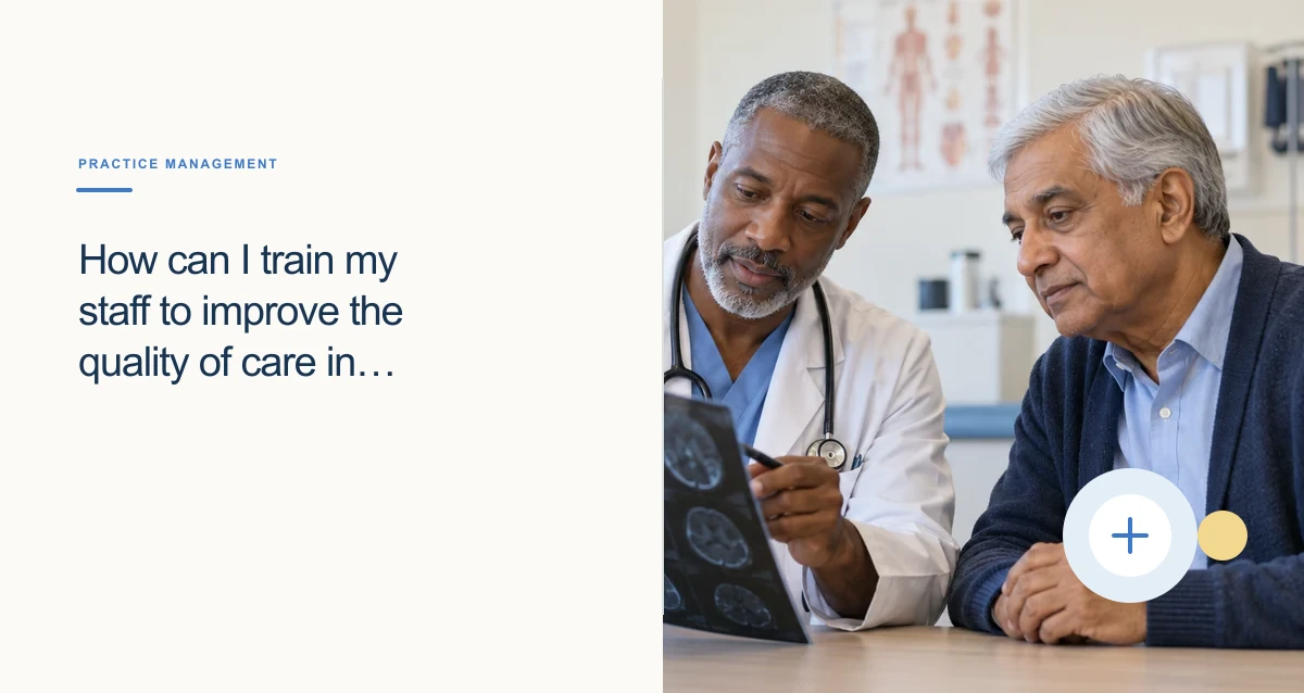 A Black physician and an older South Asian patient examine imaging together at a clinic table.