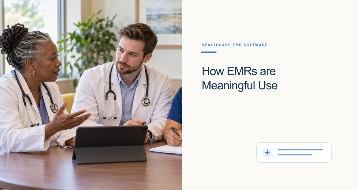 A diverse outpatient care team discusses a coordinated plan around a table with a tablet and notebook.