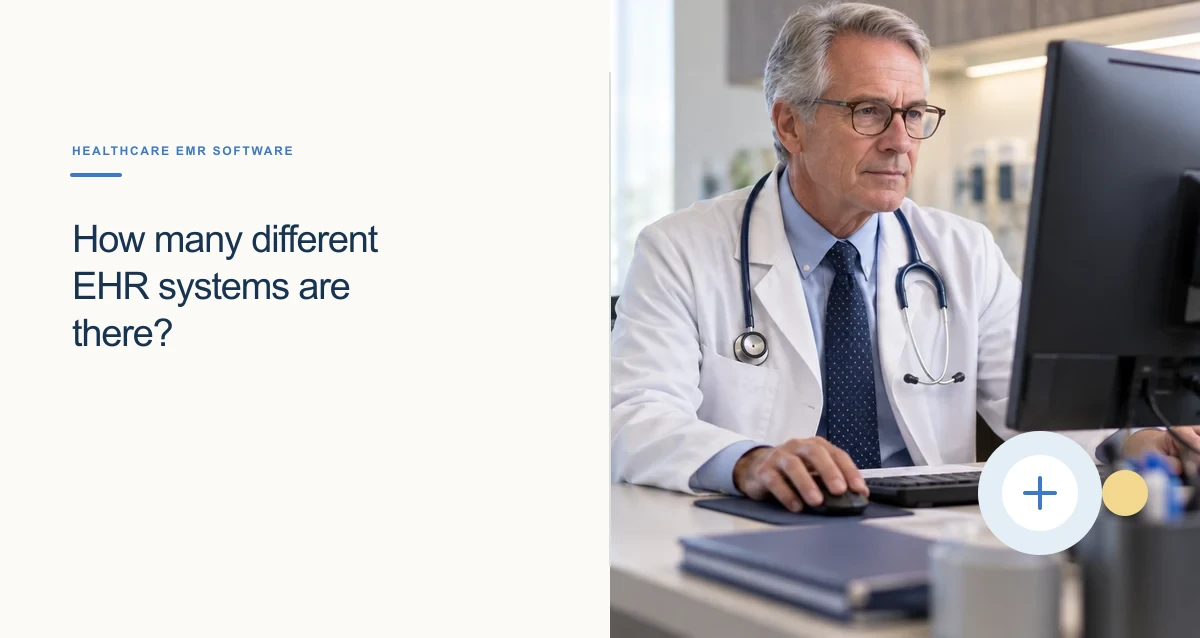 A clinician compares EHR system options by hosting, care setting, specialty, and connected modules.