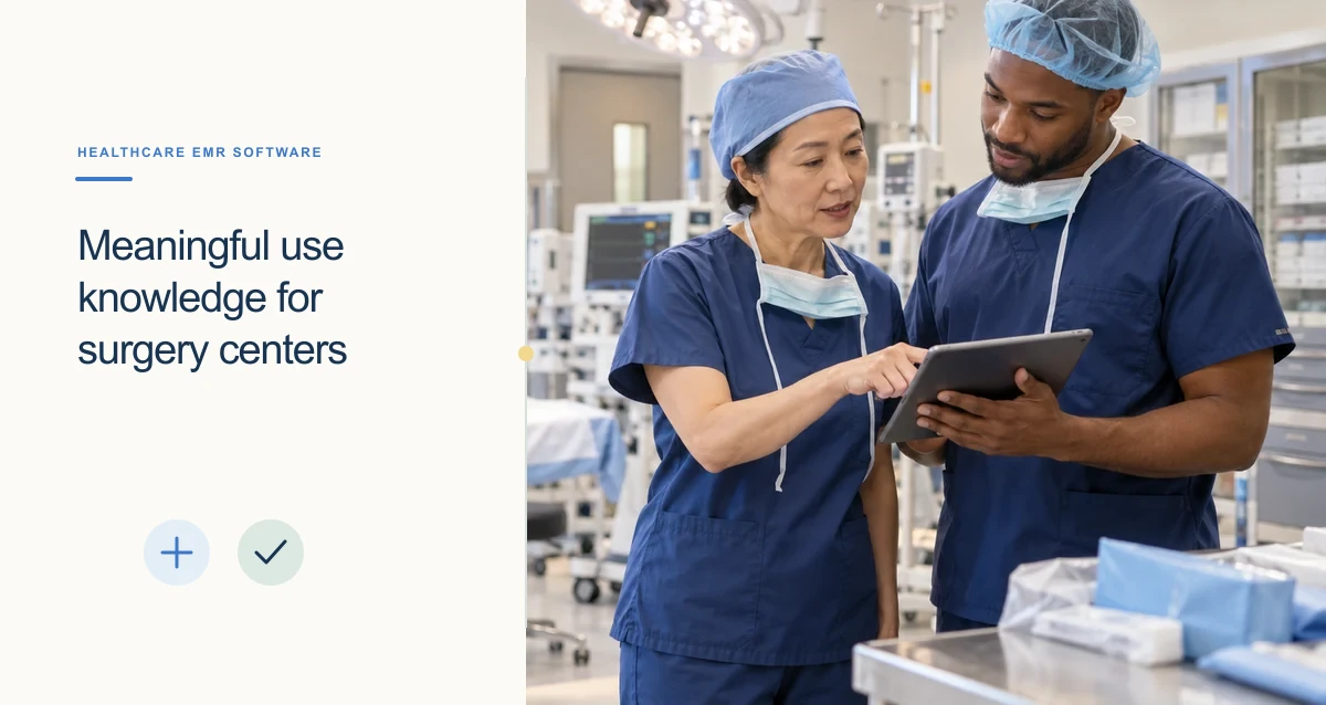 An East Asian surgeon and a Black nurse review a tablet together in a modern operating room.