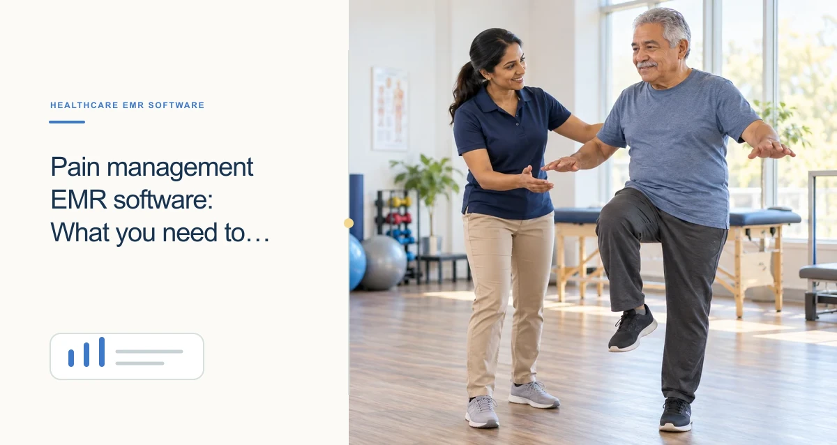 A South Asian physical therapist coaches an older Latino patient through a balance exercise.