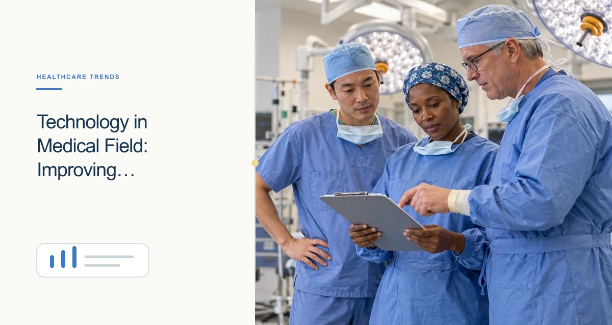 A diverse ambulatory surgery team reviews a checklist together in an operating room before a procedure.