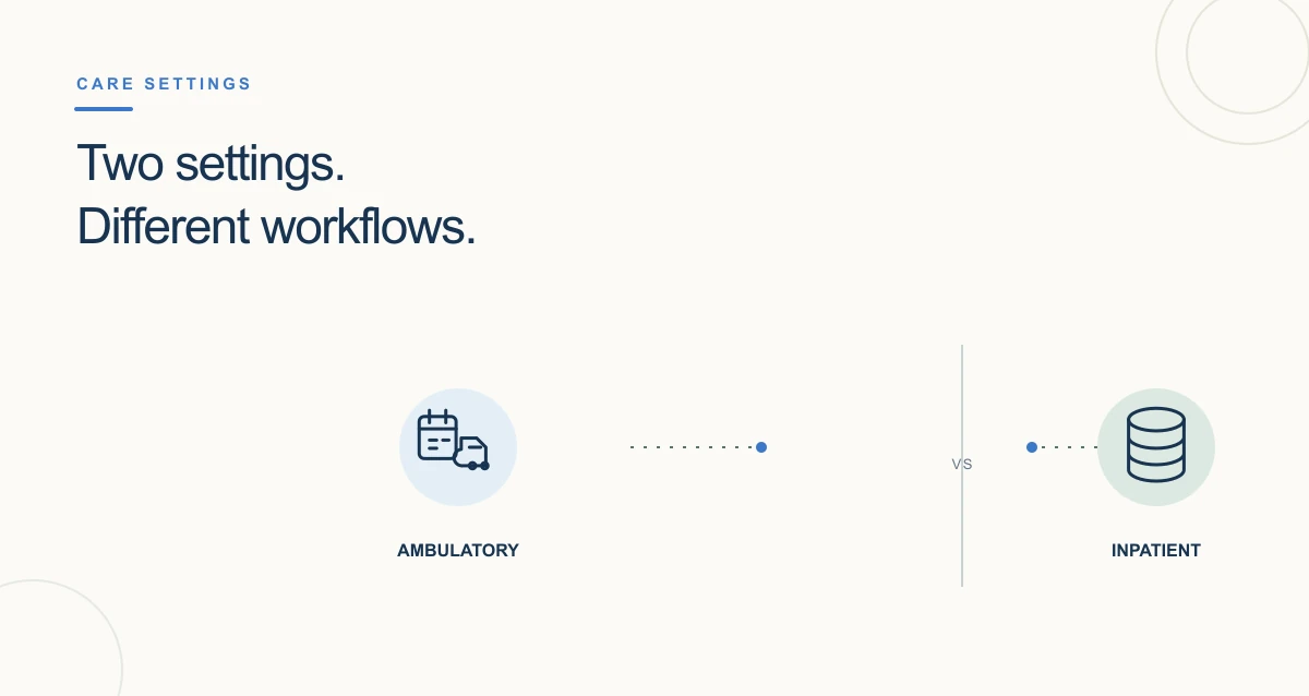 A clean, warm-toned healthcare illustration with connected symbols and information cards representing healthcare trends.