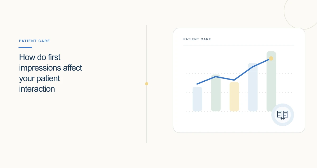 A minimal cream-toned healthcare illustration with connected icons and interface cards representing healthcare trends.