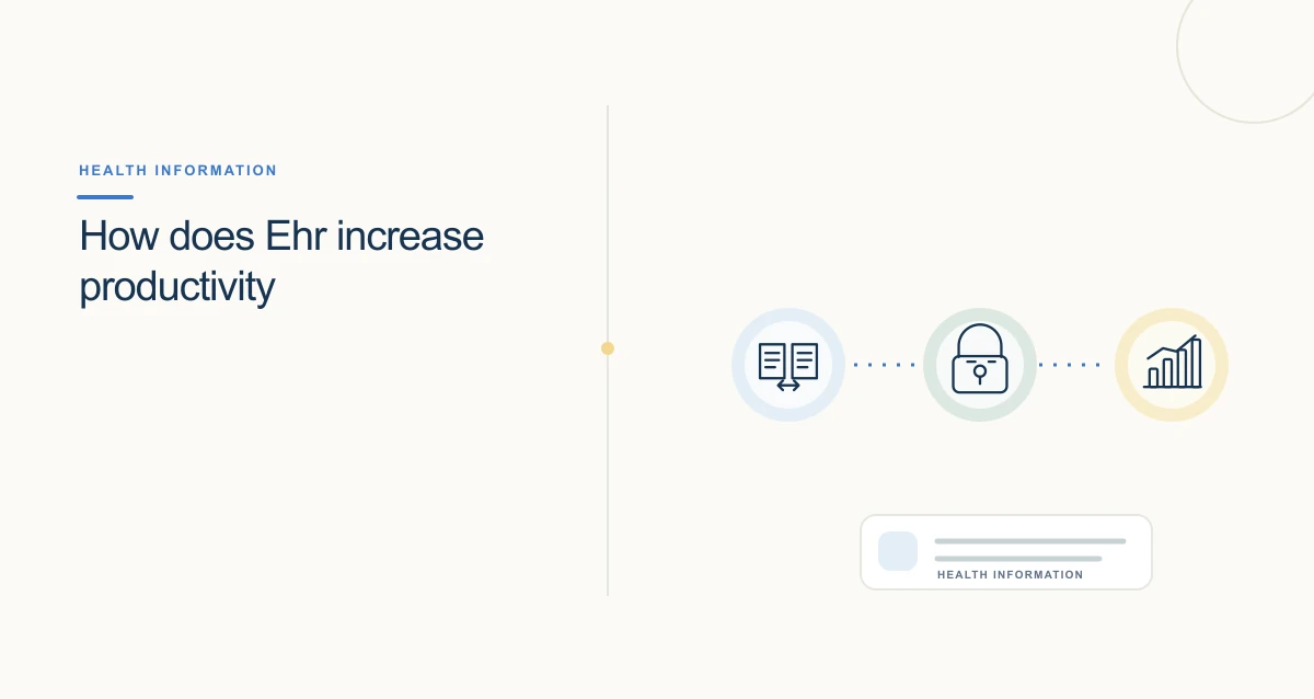 A minimal cream-toned healthcare illustration with connected icons and interface cards representing healthcare trends.