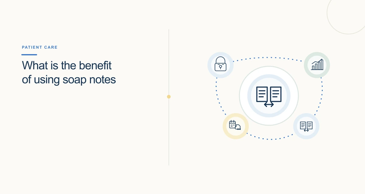 A minimal cream-toned healthcare illustration with connected icons and interface cards representing healthcare trends.