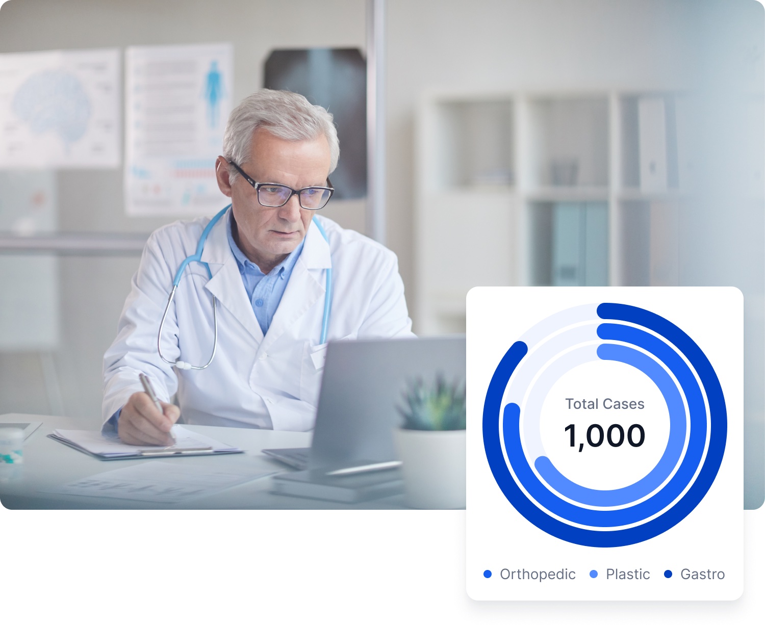 Male physician using EMR & EHR at an ASC Male physician using EMR & EHR at an ASC