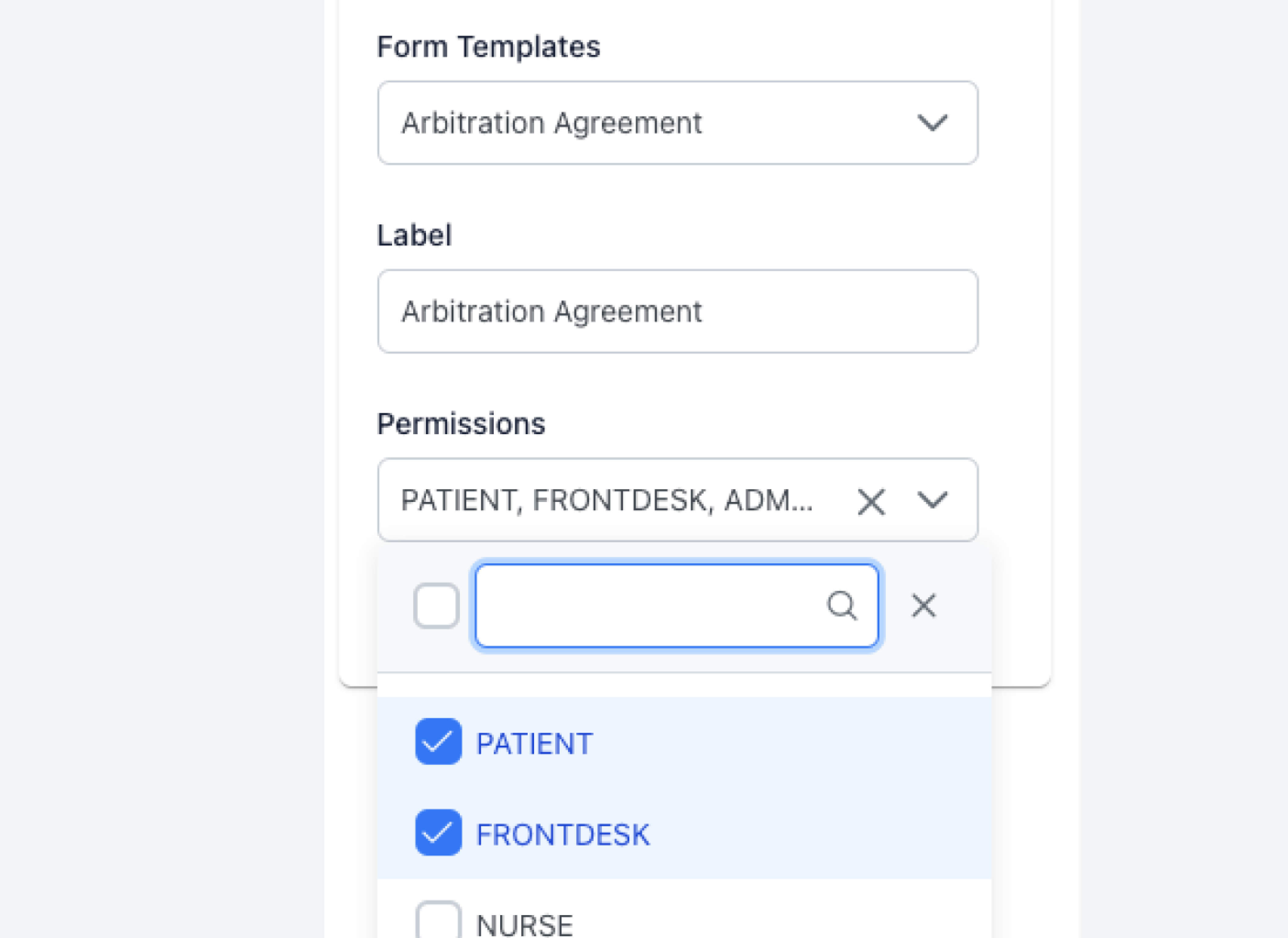 EMR system permissions