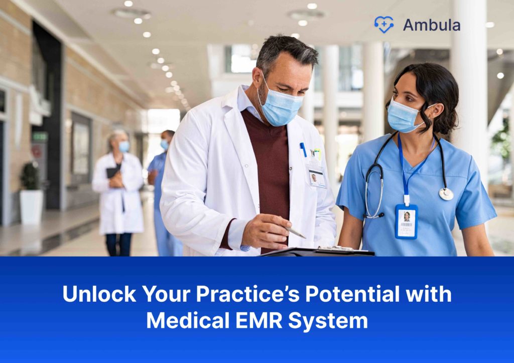 2 doctors talking about their emr system