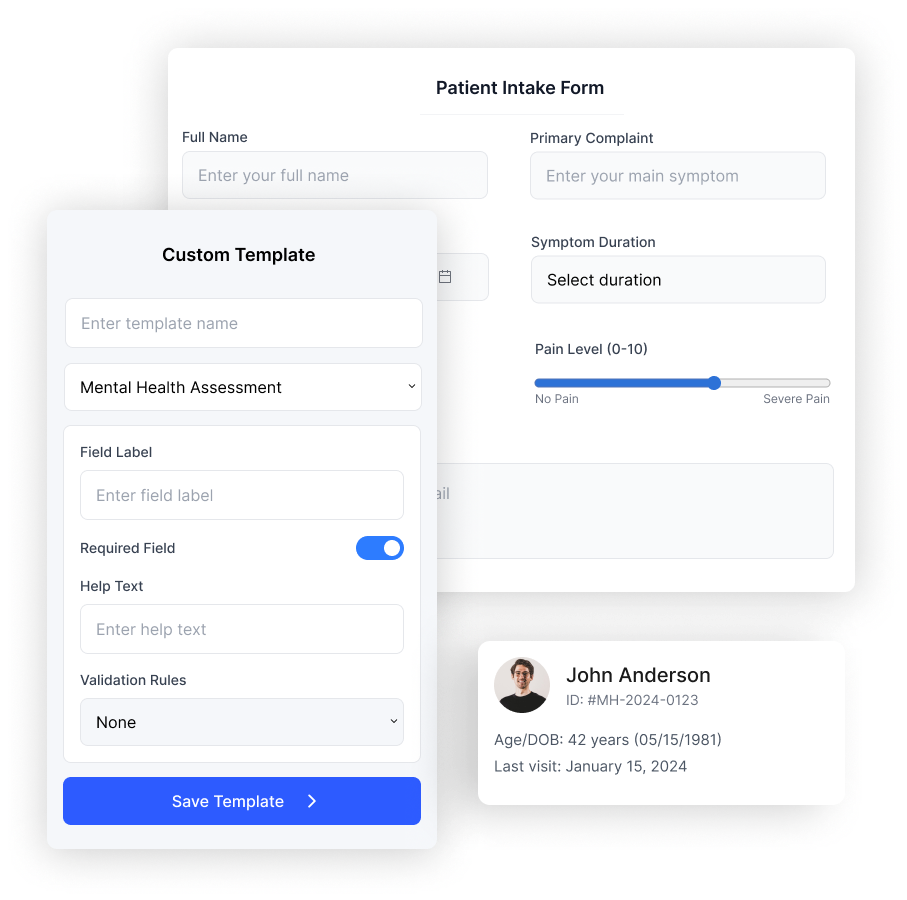 Custom template for mental health ehr
